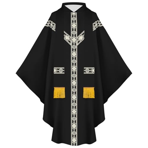 DUHENWU Herren Priester Messgewand Kirche Zelebrant Vater Priester Kasel Robe Kirche Massen Ornat Celebrant Messgewand Vater Masse Robe Kontrastfarben Vintage Kleidung Cosplay Kostüm von DUHENWU