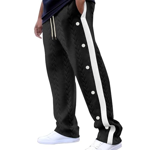 DUHENWU Herren Reha Hose Jogginghose Mit Knöpfen An Der Seite Reha Hose Mit Seitlicher Knopfleiste Zum Öffnen Button Up Trainingshose Mode Freizeithose Locker Lässig Sport Postoperative Rehahose von DUHENWU