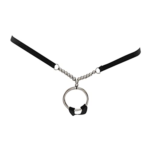 DUHENWU Herren Strings Tangas Unterwäsche Strech Low Rise Micro Mini Bikini Slips Shorts Erotik Dessous Hose Mit Metall Penisring Und Kette Atmungsaktiv Underwear T Back Dessous Tangaslip von DUHENWU