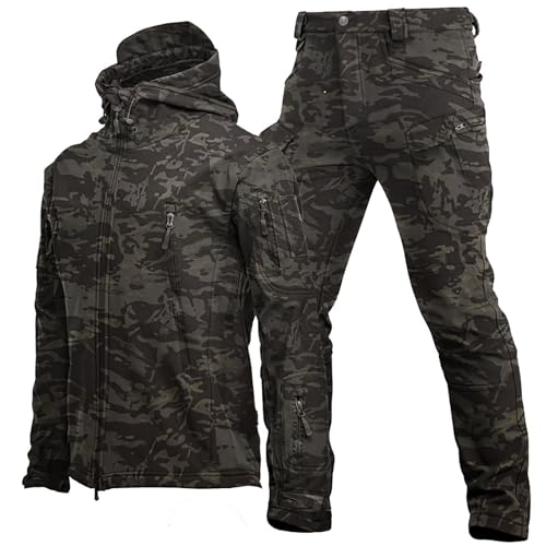 DUHENWU Herren Tactical Uniformen Militärische Wasserdichte Armee Kampfanzug Sets 2 Stück Sets Softshell Jacke Hosen Jagdkleidung Arbeitsjacke Und Hose Ganzkörperanzug Outdoor Bequeme Sportanzug von DUHENWU