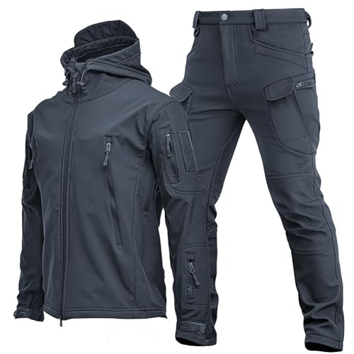 DUHENWU Herren Tactical Uniformen Militärische Wasserdichte Armee Kampfanzug Sets 2 Stück Sets Softshell Jacke Hosen Jagdkleidung Arbeitsjacke Und Hose Ganzkörperanzug Outdoor Bequeme Sportanzug von DUHENWU