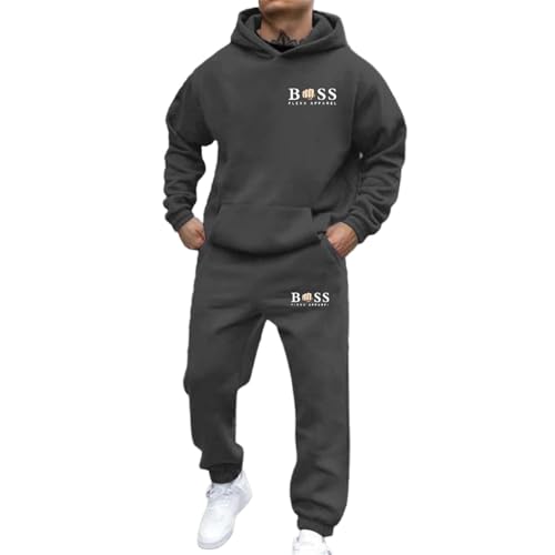 DUHENWU Herren Trainingsanzug 2 Teilig Set Hoodie Und Jogginghose Sportlich Tracksuit Freizeitanzug Herbst Winter Warm Sportanzug Oversized Hausanzug Luftige Lockere Sweatsuit Sets von DUHENWU
