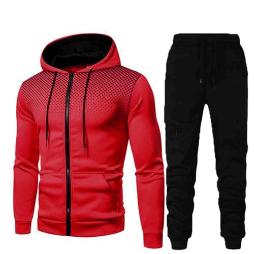 DUHENWU Herren Trainingsanzug 2 Teilig Set Sweatshirt Und Jogginghose Jogginganzug Jacke Trainingshose Sportanzug Fleece Warm Freizeitanzug Fußball Sporthose Für Gym Atmungsaktiv Hausanzug von DUHENWU