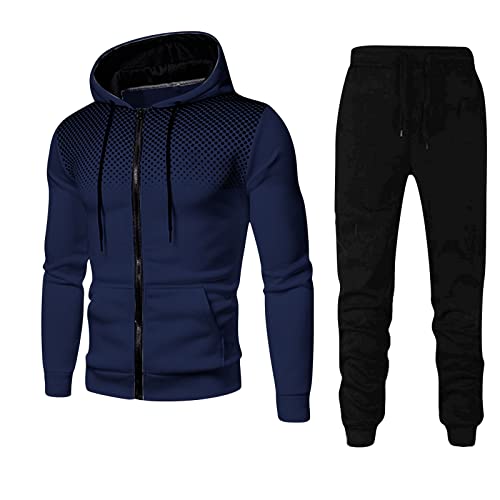 DUHENWU Herren Trainingsanzug 2 Teilig Set Sweatshirt Und Jogginghose Jogginganzug Jacke Trainingshose Sportanzug Fleece Warm Freizeitanzug Fußball Sporthose Für Gym Atmungsaktiv Hausanzug von DUHENWU