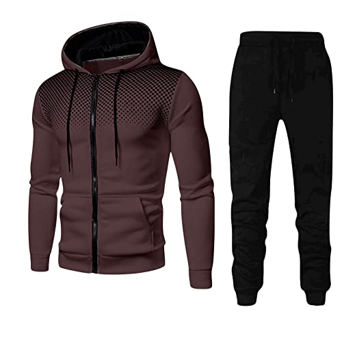 DUHENWU Herren Trainingsanzug 2 Teilig Set Sweatshirt Und Jogginghose Jogginganzug Jacke Trainingshose Sportanzug Fleece Warm Freizeitanzug Fußball Sporthose Für Gym Atmungsaktiv Hausanzug von DUHENWU