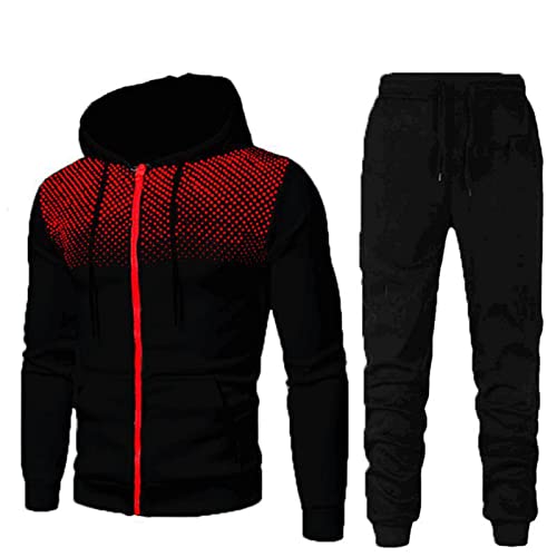 DUHENWU Herren Trainingsanzug 2 Teilig Set Sweatshirt Und Jogginghose Jogginganzug Jacke Trainingshose Sportanzug Fleece Warm Freizeitanzug Fußball Sporthose Für Gym Atmungsaktiv Hausanzug von DUHENWU