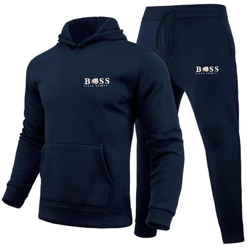 DUHENWU Jogging Set für Herren Trainingsanzug Set Regular Fit Sport Anzug 2 Teilig Jogginganzug Winter Gepolstert Tracksuit mit Hoodie und Jogginghose Sportanzug Jungs Hip Hop Streetwear von DUHENWU