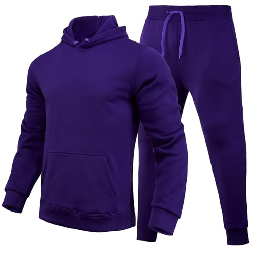 DUHENWU Jogging Set für Herren Trainingsanzug Set Regular Fit Sport Anzug 2 Teilig Jogginganzug Winter Gepolstert Tracksuit mit Hoodie und Jogginghose Sportanzug Jungs Hip Hop Streetwear von DUHENWU