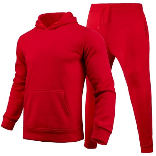DUHENWU Jogging Set für Herren Trainingsanzug Set Regular Fit Sport Anzug 2 Teilig Jogginganzug Winter Gepolstert Tracksuit mit Hoodie und Jogginghose Sportanzug Jungs Hip Hop Streetwear von DUHENWU
