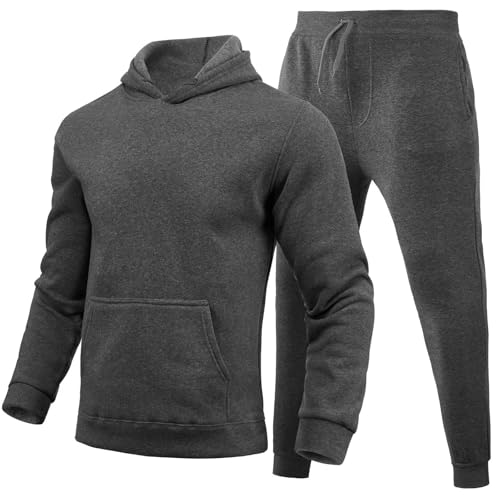 DUHENWU Jogging Set für Herren Trainingsanzug Set Regular Fit Sport Anzug 2 Teilig Jogginganzug Winter Gepolstert Tracksuit mit Hoodie und Jogginghose Sportanzug Jungs Hip Hop Streetwear von DUHENWU