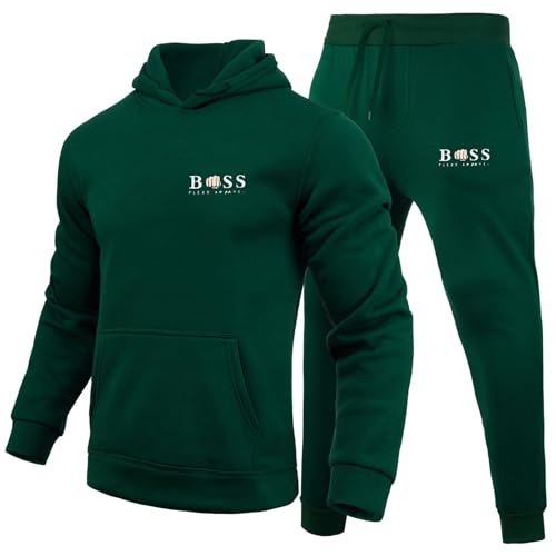 DUHENWU Jogging Set für Herren Trainingsanzug Set Regular Fit Sport Anzug 2 Teilig Jogginganzug Winter Gepolstert Tracksuit mit Hoodie und Jogginghose Sportanzug Jungs Hip Hop Streetwear von DUHENWU