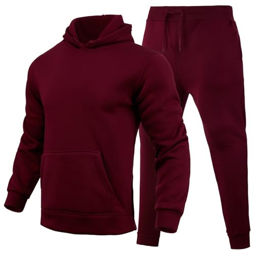 DUHENWU Jogging Set für Herren Trainingsanzug Set Regular Fit Sport Anzug 2 Teilig Jogginganzug Winter Gepolstert Tracksuit mit Hoodie und Jogginghose Sportanzug Jungs Hip Hop Streetwear von DUHENWU