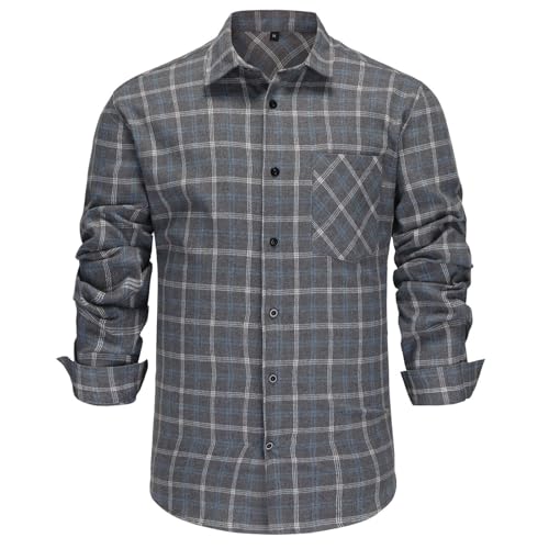 DUHENWU Kariertes Hemd Herren Oktoberfest Trachtenhemd Arbeitshemd Regular Fit Traditional Shirt Button Down Holzfällerhemd with Chest Pocket Karohemd Festive Outfit Freizeithemd von DUHENWU