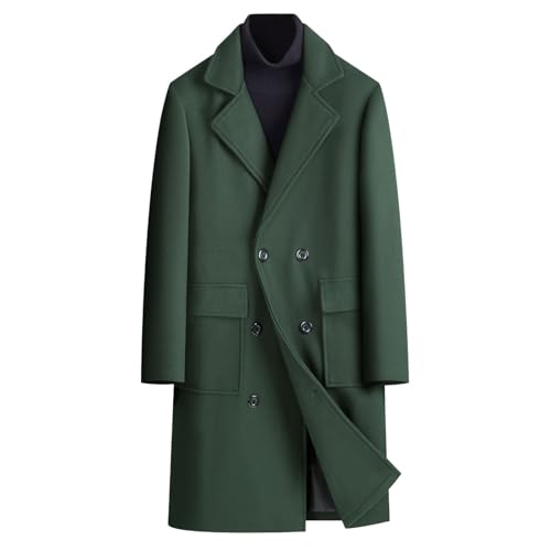DUHENWU Mantel Herren Wolle Wintermantel Slim Fit Wollmantel Herbst Winter Trenchcoat Warme Übergangsmantel Bequeme Lange Jacke Kerbkragen Trenchcoat Business Herrenmantel Einfarbig Wintermantel von DUHENWU