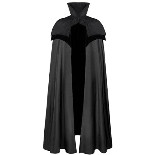 DUHENWU Mittelalter Umhang Herren Halloween Vampir Umhang Deluxe Edler hochwertiger Gothic Umhang mit Jacquard für Mottoparty Karneval Halloween Cosplay Elegant Stehkragen Hexen Umhang von DUHENWU