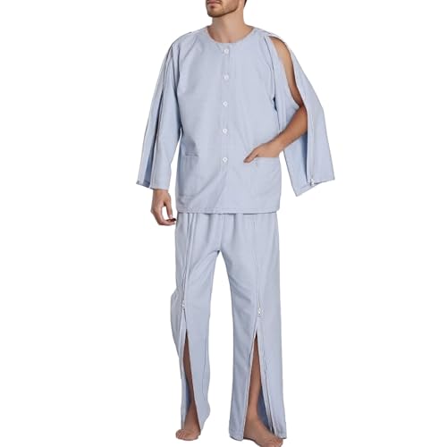 DUHENWU Patientenversorgung Kleidung Herren Reha Anzug Lang Vollständig Offene Seite Sportanzug Langarm Shirts Post Schulter Chirurgie Shirts Hose Pflegeanzug Atmungsaktiv Patientenpyjama DUHENWU Patientenversorgung Kleidung Herren Reha Anzug Lang Vollständig Offene Seite Sportanzug Langarm Shirts Post Schulter Chirurgie Shirts Hose Pflegeanzug Atmungsaktiv Patientenpyjama von DUHENWU