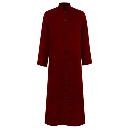 DUHENWU Priester Kostüm Herren Priester Tunika Priesterkostüm Stehkragen Langarm Mantel Karnevalskostüm Herren Priester Gewand Priesterkostüm Priesterrobe für Halloween Karneval Cosplay von DUHENWU