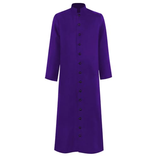 DUHENWU Priester Kostüm Herren Priester Tunika Priesterkostüm Stehkragen Langarm Mantel Karnevalskostüm Herren Priester Gewand Priesterkostüm Priesterrobe für Halloween Karneval Cosplay von DUHENWU