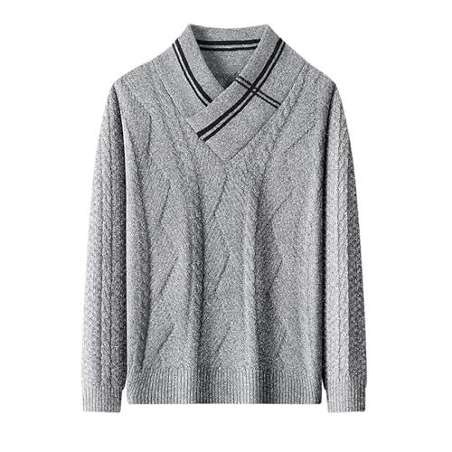DUHENWU Pullover Herren V Ausschnitt Dicker Strickpullover Feinstrick Casual Pulli Slim Fit Basic Strick Langarm Thermopullover Einfrabig Bequeme Sweater Winter Sport Arbeitspullover von DUHENWU