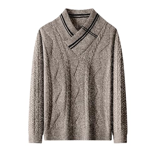 DUHENWU Pullover Herren V Ausschnitt Dicker Strickpullover Feinstrick Casual Pulli Slim Fit Basic Strick Langarm Thermopullover Einfrabig Bequeme Sweater Winter Sport Arbeitspullover von DUHENWU