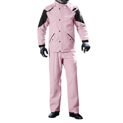 DUHENWU Regenanzug Für Herren Damen Regenkleidung Jacke Hosen Wasserdicht Set Hohe Sichtbarkeit Winddicht Hooded Regenmantel 2-Teiler Motorradkombi Für Arbeit Motorrad Golf Angeln von DUHENWU