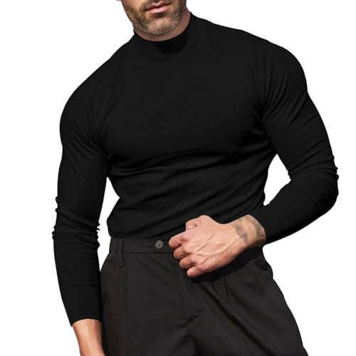 DUHENWU Rollkragenshirt Herren Langarm Unterziehshirt Einfarbig Herren Stehkragen Rollkragenpullover Unterzieh Pullover Slim Fit Herren Longsleeve Rollkragenpulli Basic Freizeithemd Sweatshirt von DUHENWU