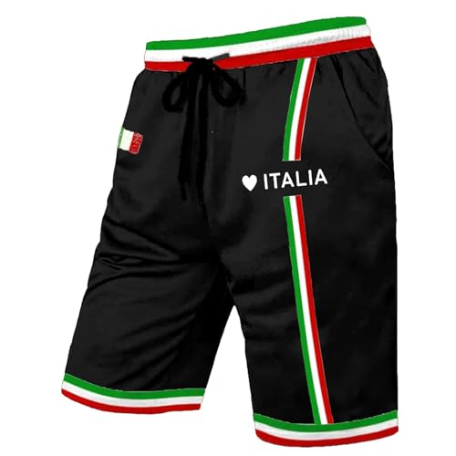 DUHENWU Sport Shorts Herren Kurz Sporthose Italien Flagge Kurze Hosen Mit Tasche Und Kordelzug Lässiges Chino Stradnhose Atmungsaktiv Sommerhose Outdoor Laufshorts Leichte Jogginghose von DUHENWU