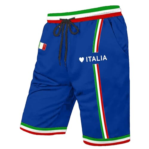 DUHENWU Sport Shorts Herren Kurz Sporthose Italien Flagge Kurze Hosen Mit Tasche Und Kordelzug Lässiges Chino Stradnhose Atmungsaktiv Sommerhose Outdoor Laufshorts Leichte Jogginghose von DUHENWU