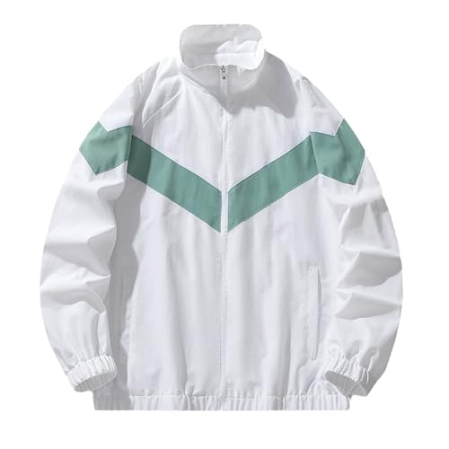 DUHENWU Sweatjacke Herren Oversize Fashion Leichte Baseballjacke Mit Reißverschluss Fashion Kontrastfarbenes Langarm Softshelljacke Mit Taschen Leicht Bequem Freizeit Grundlegend College Jacke von DUHENWU