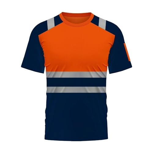 DUHENWU T-Shirts Für Herren Warnschutz T-Shirt Kurzarm Arbeitshemd Leichte Arbeitsshirts Freizeit Kurzarmshirt Warn Regular Fit Shirt Rundhals Arbeitskleidung Sichtbarkeit Hemden von DUHENWU