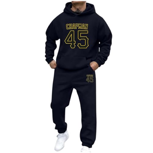 DUHENWU Tracksuit Herren Jogginganzug Bequeme Weich Sportanzug Mit Bedrucktes 2-Teiliges Hausanzug Relaxed Fit Lange Ärmel Traningsanzuganzug Warm Winter Casual Übergröße Fitnessanzug von DUHENWU