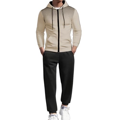 DUHENWU Trainingsanzug Herren 2 Teiliges Jogging Anzug Set Mit Taschen Farbblock Hoodies Mit Hose Sportanzug Fitness Streetwear Freizeitanzug Männer Tracksuit Für Fußball Gym von DUHENWU