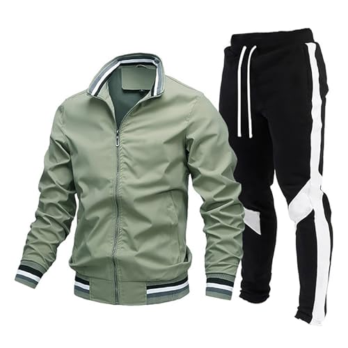 DUHENWU Trainingsanzug Herren Einfarbig Winetr Freizeitanzug Warm 2-Teilig Slim Fit Sportanzug Mit Sweatjacke Und Jogginghose Fitnessanzug Retro Sport Gym Tracksuit Outdoor Hosenanzug von DUHENWU