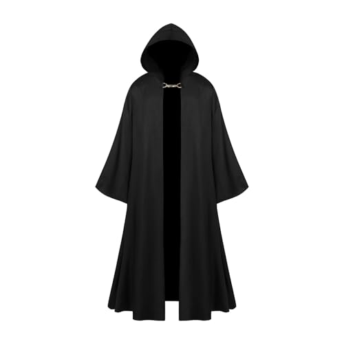 DUHENWU Umhang Mit Kapuze Für Herren Zauberer Ritter Kapuzenumhang Cosplay Kostüme Retro Wikinger Cape Vampir Cape Für Halloween Karneval Party Mittelalter Kostüm von DUHENWU