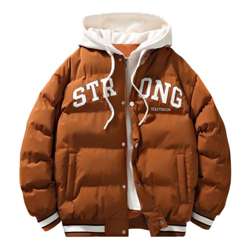 DUHENWU Winterjacke Herren Verdickt Steppjacke Winter Warm Daunenjacke Mit Reißverschluss Bequeme Casual Basic Puffer Jacket Farbblock Übergangsjacke Mit Taschen Outdoor Winddicht Wanderjacke von DUHENWU