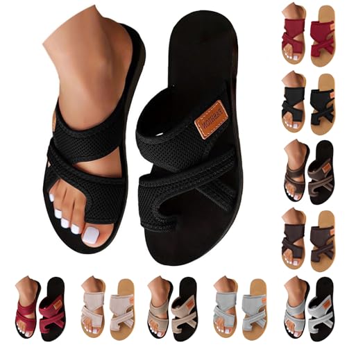 Angebote des Tages Heute Sale Bekleidung Sale Orthopädische Sandalen Damen Sommer Hallux Valgus Flach Pantolette Leichte Mesh Strandsandalen Big Toe Hausschuhe Wo Finde Ich Meine Monatsabrechnungen von DUHGBNE