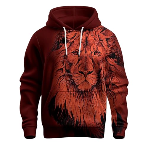 DUHGBNE Angebote Tages Blitzangebote Essentials Hoodie Herren Casual Fashion Loose 3D Animal Print Langarm Kapuzenpullover mit Kordelzug Sweatshirts FüR Tshirt Herren Sale von DUHGBNE