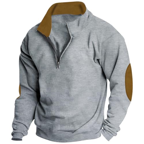 DUHGBNE Angebote des Tages Heute Herren Cord Pullovers Herren Warmer Kordsamt Langarmshirt Lockere Vintage Farbblock Patchwork Sweatshirts Ellenbogen-Patches Sweat Herren-Jacken Winter Angebote von DUHGBNE