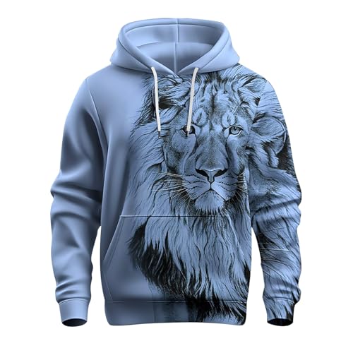 DUHGBNE Artikel Unter 1 Euro Essentials Hoodie Herren Casual Fashion Loose 3D Animal Print Langarm Kapuzenpullover mit Kordelzug Sweatshirts FüR Befristetes Angebot Heute von DUHGBNE