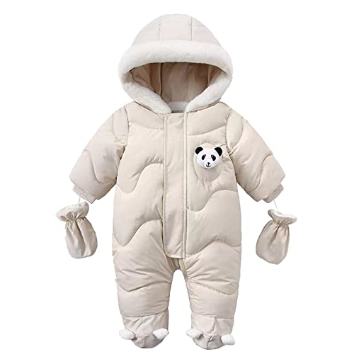 DUHGBNE Baby Babykleidung Strampler Neugeborene Overall Schneeanzug Spielanzug 74/80 Born 0-24 Monate warm, dick, Overall Winter Dicker Warmer Kapuzenmantel Mädchen mit Fellkra von DUHGBNE