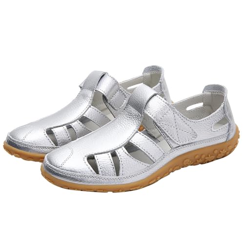 DUHGBNE Damen-Schuhe, hohl, einfarbig, lässig, modisch, Freizeitschuhe Damenschuhe Silber 38 (Silver, 38) von DUHGBNE