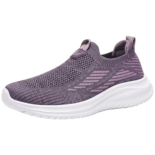 DUHGBNE Damen Slip-On Socken-Sneakers Mesh-Schuhe Wanderschuhe Weiche Sohle Freizeitschuhe B Ware Schuhe Damen Damenschuhe Stiefeletten Rot (Purple, 38) von DUHGBNE