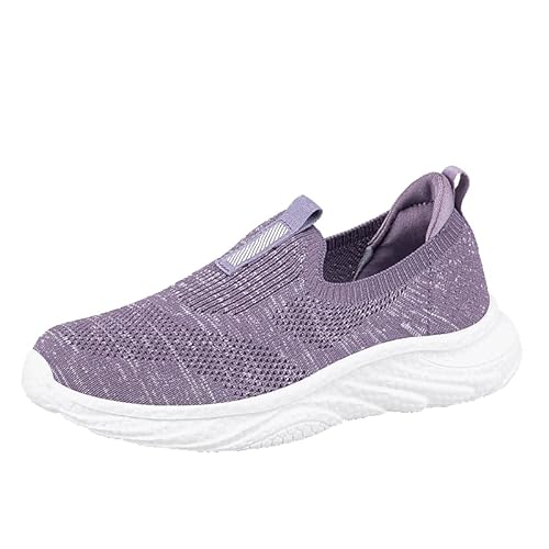 DUHGBNE Damen Slip-On Socken-Sneakers Mesh-Schuhe Wanderschuhe Weiche Sohle Freizeitschuhe Damen Schuhe Wasserdicht Damen Damen Schuhe (Purple, 38) von DUHGBNE