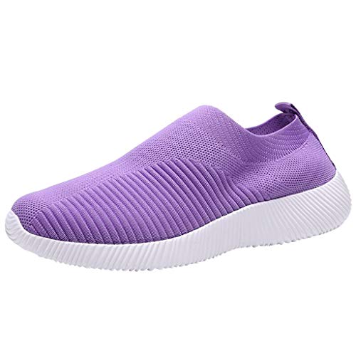 DUHGBNE Frauen Outdoor-Mesh-Schuhe lässige Slip auf bequemen Sohlen Laufsport-Schuhe Schuhe Sommer Damen (Purple, 38) von DUHGBNE