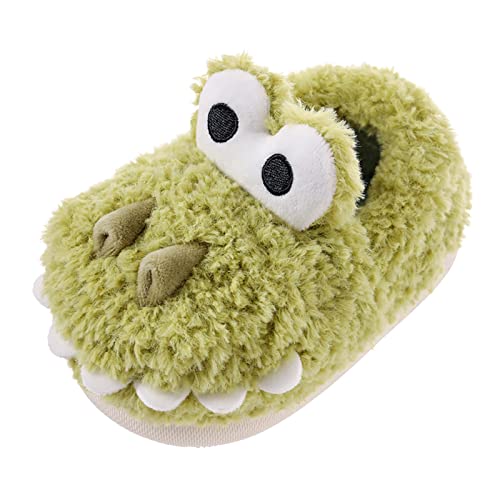 Kinder Baumwolle Hausschuhe Jungen Niedlichen Cartoon Haar Hausschuhe Zuhause Warm Für Babys Baumwolle Schuhe Winter Kinder Hausschuhe Junge 29 (Green, 28 Little Child) von DUHGBNE