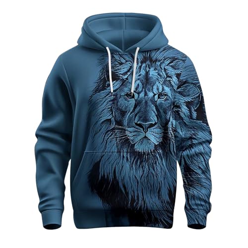 DUHGBNE Meine Bestellungen Anzeigen 2024 Essentials Hoodie Herren Casual Fashion Loose 3D Animal Print Langarm Kapuzenpullover mit Kordelzug Sweatshirts FüR SchnäPpchen des Tages von DUHGBNE