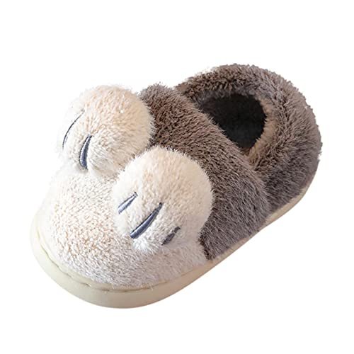 DUHGBNE Schlafzimmer Hausschuhe Für Kinder Baumwolle Hausschuhe Jungen Hausschuhe Memory Foam Bequeme Hausschuhe Winter Warme Indoor Schuhe Pantoletten Jungen 35 (Grey, 35 Big Kids) von DUHGBNE