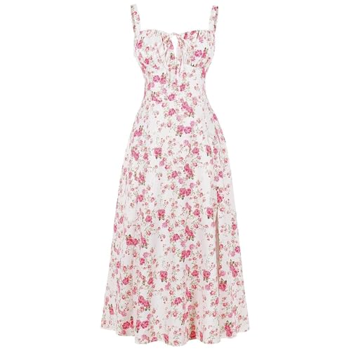 DUHGBNE Sommerkleid Damen Lang, Strandkleid Damen, Abendkleider Elegant Für Hochzeit Boho Maxikleider Sommer Kleid Hochzeitsgast Blumenkleid Elegant Festliche Kleider Leicht Und Luftig von DUHGBNE