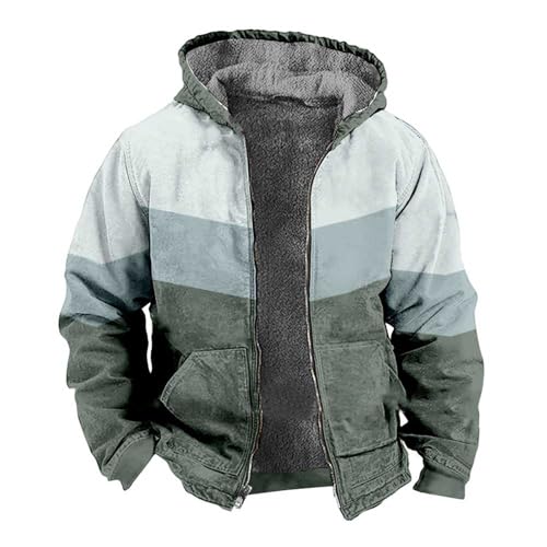 DUHGBNE Übergangsmantel Herren Herbst Winter Jacke Hoodie With Double Breast Pockets Fleece Funktionsjacke Herren Wasserdicht von DUHGBNE