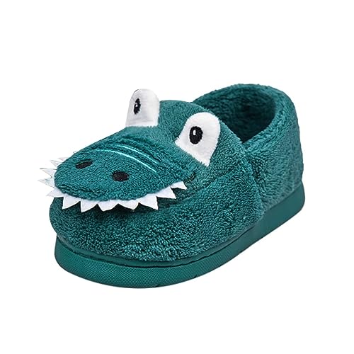 DUHGBNE Winter warme Hausschuhe Plüsch süße Cartoon Dinosaurier Schlafzimmer Haus Innenschuhe Hausschuhe Kinder Junge Tier (Blue, 25 Toddler) von DUHGBNE